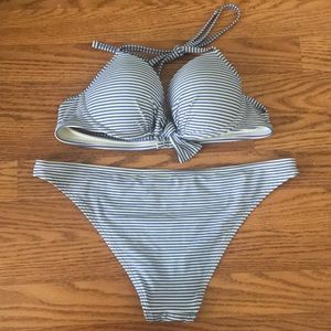 Aerie bikini striped top and bottom.